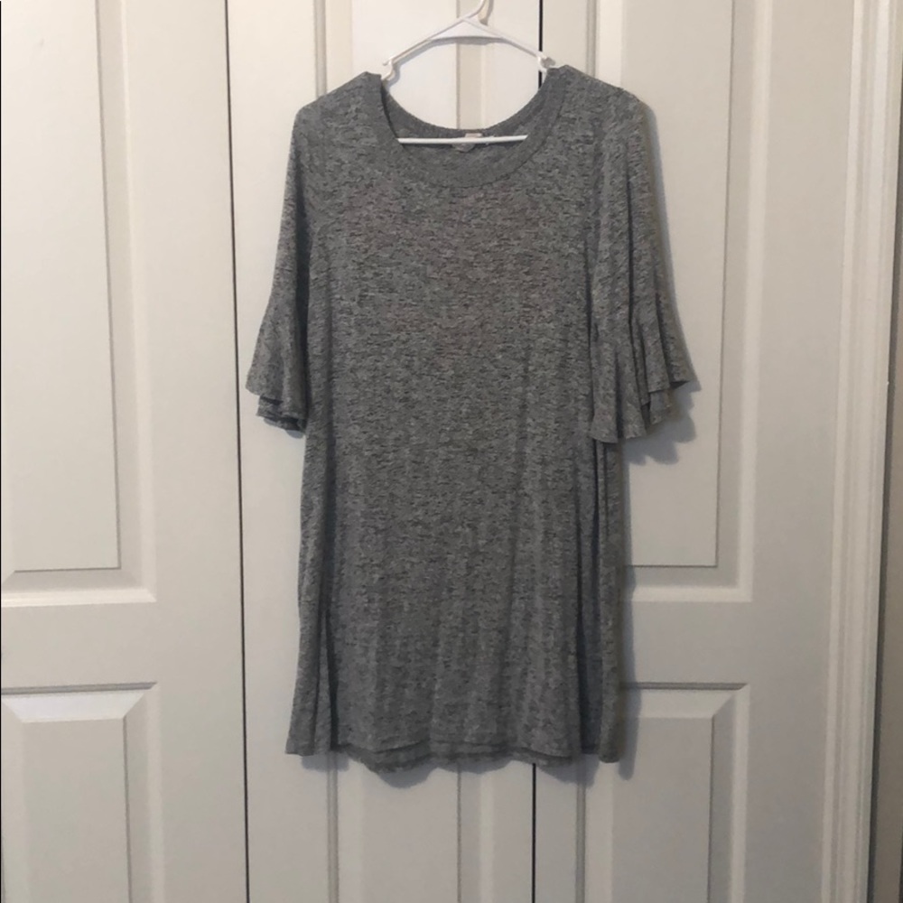 Grey sweater dress with poof sleeves
